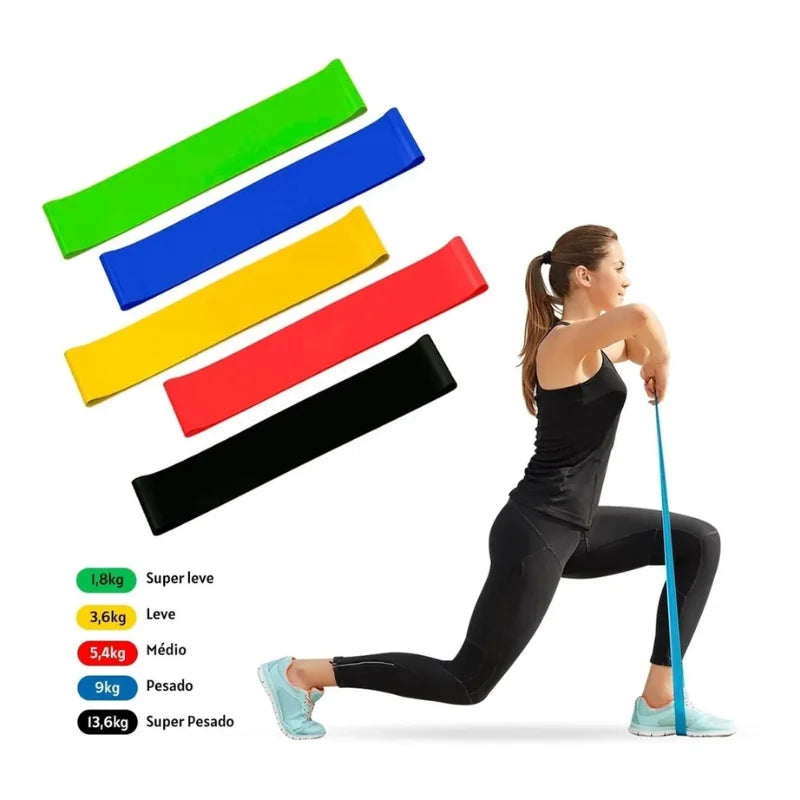 Kit 5 Faixa Elástica Super Mini Band Para Treino Exercícios