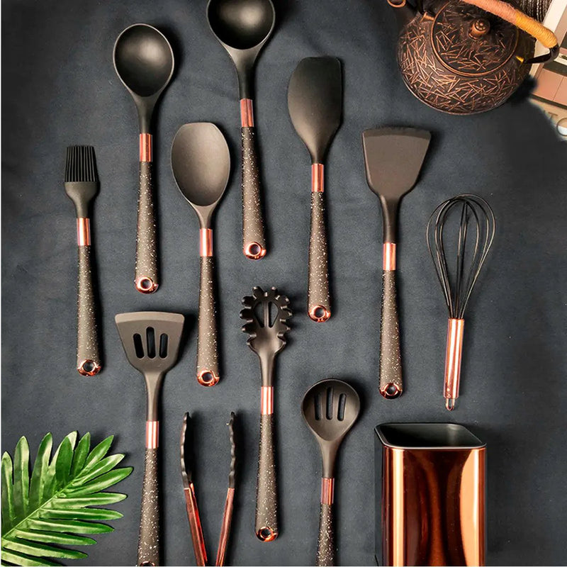 Kit Utensílios de Silicone para Cozinha 6 ou 10 Peças Rose Gold