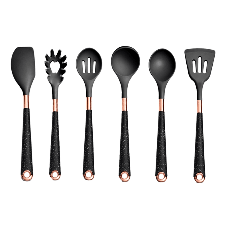 Kit Utensílios de Silicone para Cozinha 6 ou 10 Peças Rose Gold